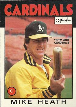 1986 O-Pee-Chee Baseball Cards 148     Mike Heath#{Now with Cardinals
